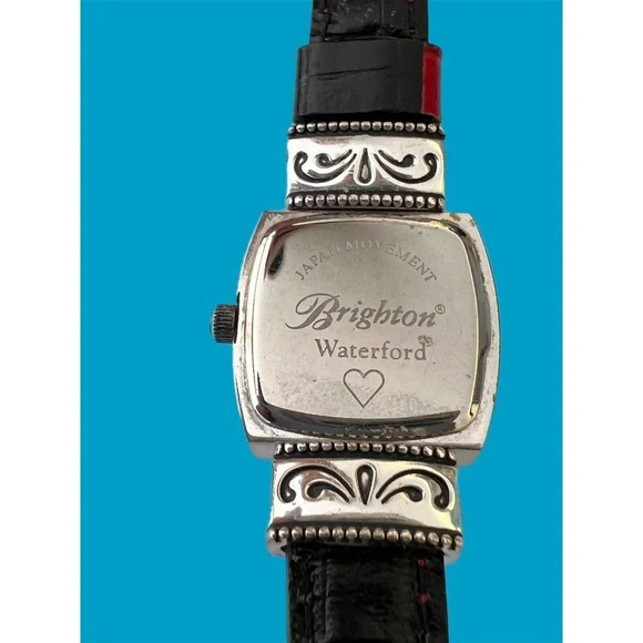 Ladies BRIGHTON Waterford Silver Plated Reversible Black/Red Band Watch - Picture 6 of 8